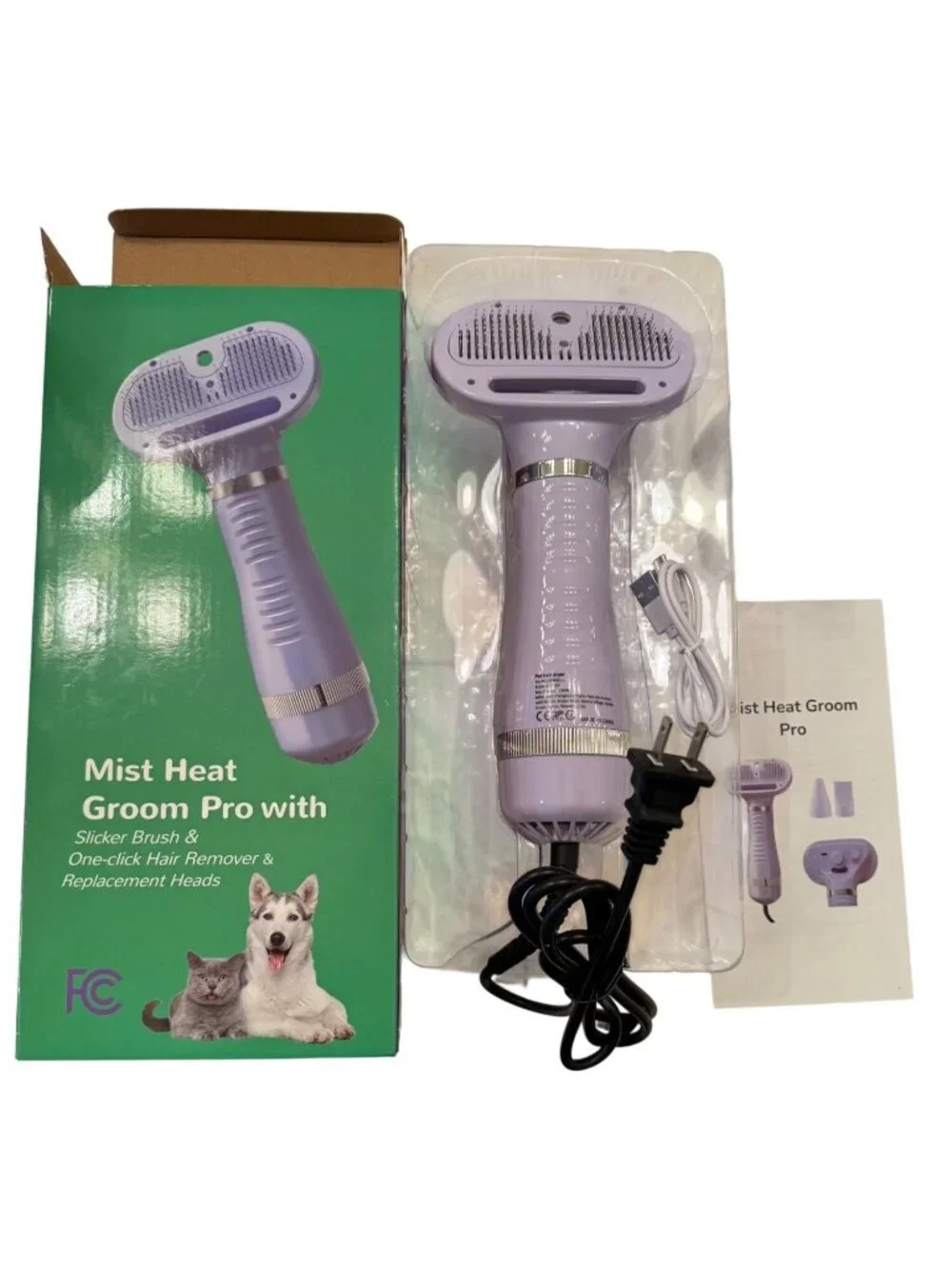 Fido Fave Dog Grooming Mist Heat Groom Pro Brush NWT 3 in 1